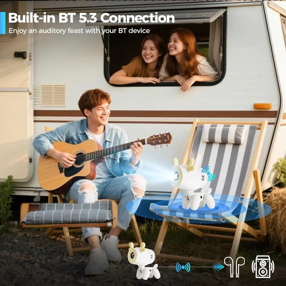iSinbox A8 Projector dog Android13 Native 720P Portable Projector WIFI6 BT5.3 4K 1080P Home Cinema Video Projector