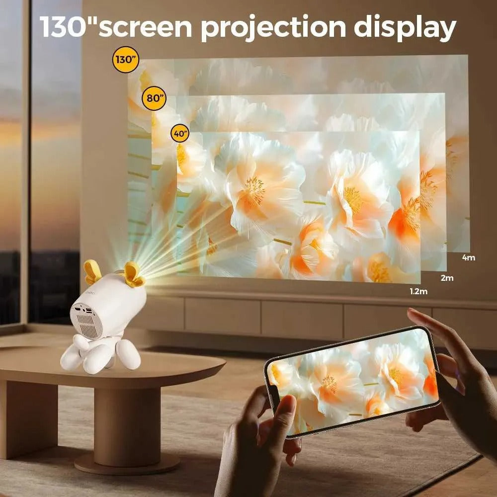 iSinbox A8 Projector dog Android13 Native 720P Portable Projector WIFI6 BT5.3 4K 1080P Home Cinema Video Projector